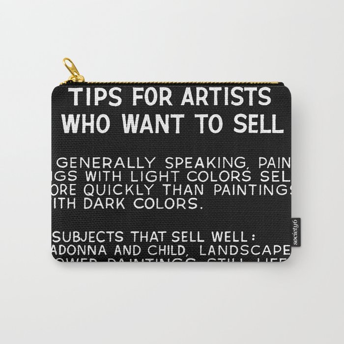 Tips For Artists in Black Carry-All Pouch