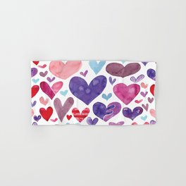 Bunch of Hearts Pattern - Pink Red Purple Blue Hand & Bath Towel