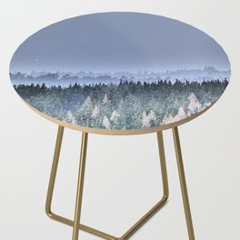 Scottish Pine Forest Caught in a Snow Shower ( in I Art and Afterglow) Side Table