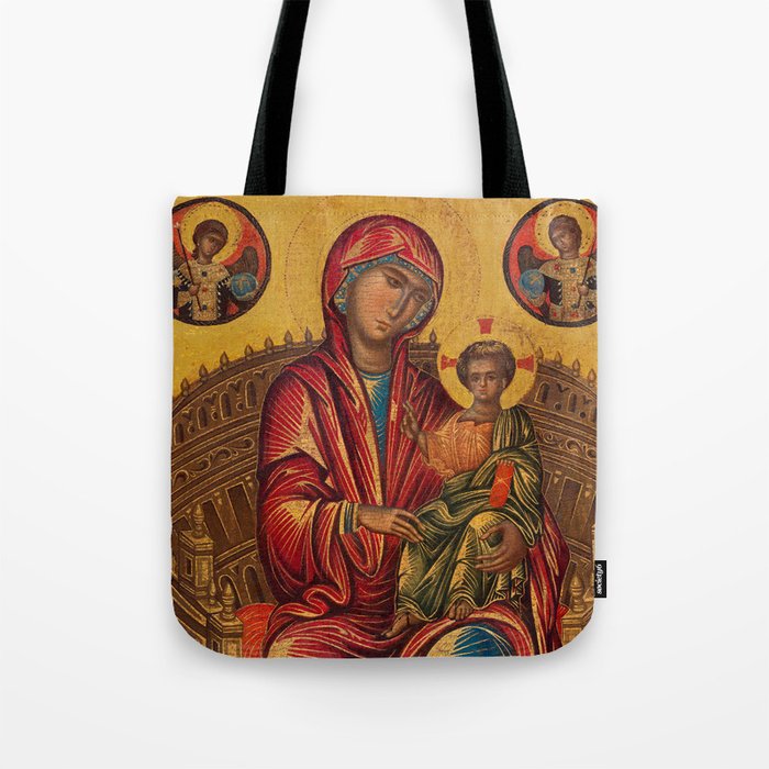 Madonna and Child on a Curved Throne, 1260-1280 by Byzantine Icon Tote Bag