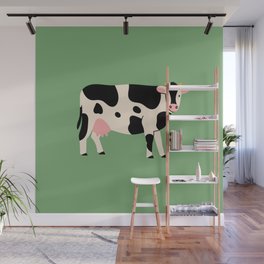 Cute Cow Standing Looking Camera Hand Wall Mural