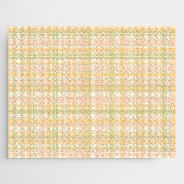 Pale Spring Plaid Pattern in Light Green Blush Yellow Cream Jigsaw Puzzle