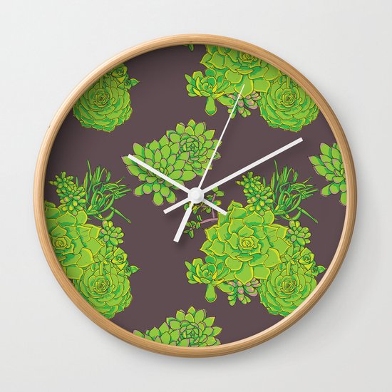 Succulent Pattern Wall Clock