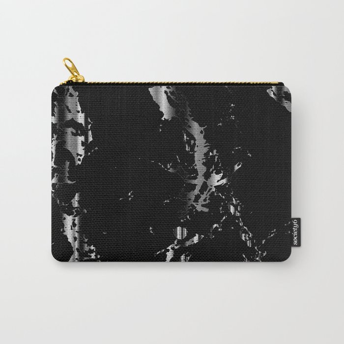 Black and Silver Marble Pattern Design Carry-All Pouch