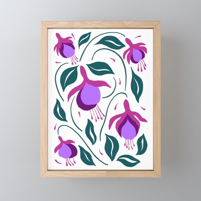 Purple Fuchsia Flowers  Framed Mini Art Print