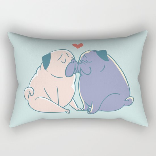 Pugs and Kisses Rectangular Pillow