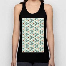 Christmas Pattern Retro Floral Decorative Holly Tank Top