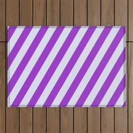 [ Thumbnail: Lavender and Dark Orchid Colored Striped/Lined Pattern Outdoor Rug ]