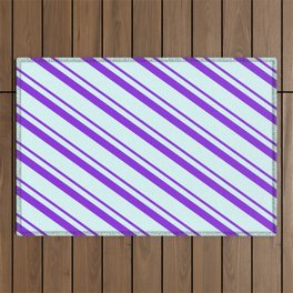 [ Thumbnail: Purple & Light Cyan Colored Lines/Stripes Pattern Outdoor Rug ]