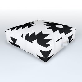 Southwestern Pattern 822 Black and White Outdoor Floor Cushion
