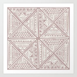 Simply Tribal Tile in Red Earth on Lunar Gray Art Print