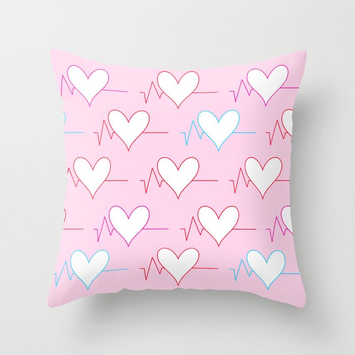 Med line hearts Throw Pillow