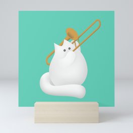 Trombone Cat Mini Art Print