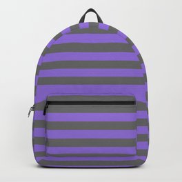 [ Thumbnail: Dim Grey and Purple Colored Pattern of Stripes Backpack ]