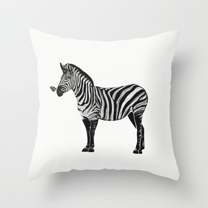 Zebra and Butterfly Throw Pillow