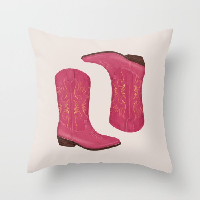 Cowgirl Boots - Pink Throw Pillow