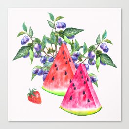  watermelon slice fruit illustration Canvas Print