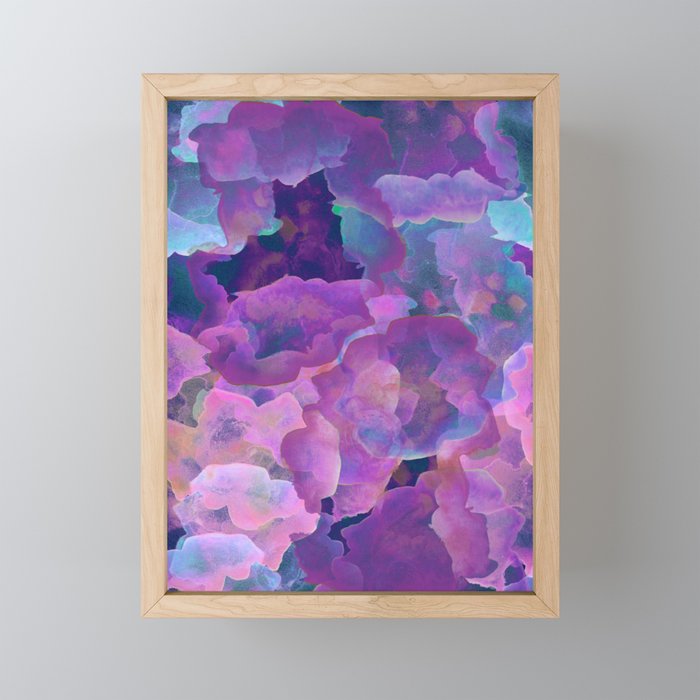 Purple Teal And Blue Abstract Watercolor Clouds Framed Mini Art