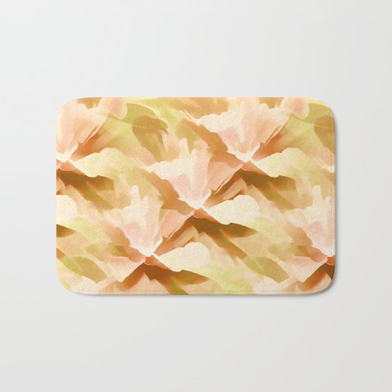 Shades Of Orange Floral Kaleidoscope Abstract Bath Mat