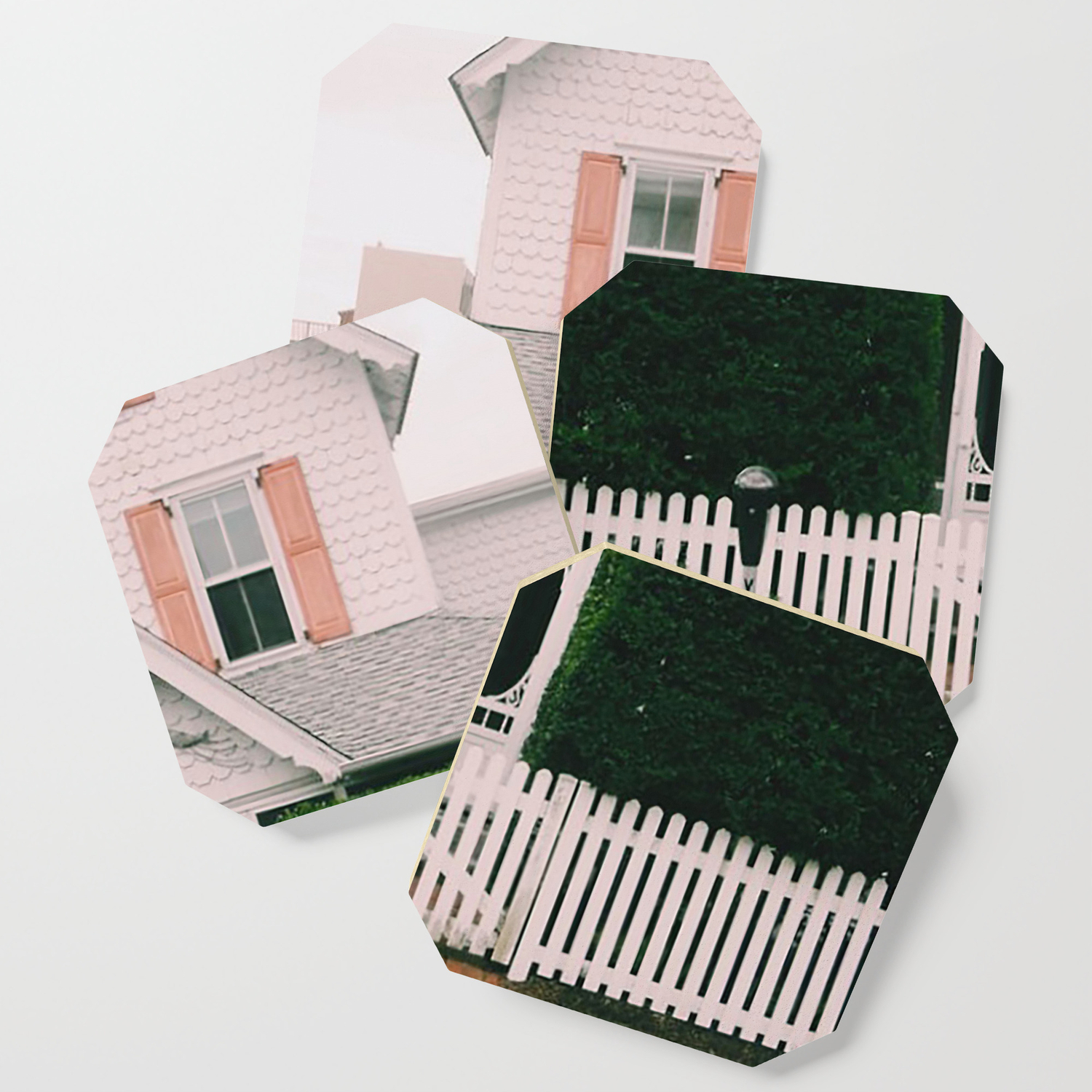 Pink Shutters On White House Minimalist Photography Rehoboth Beach Coaster By Kelseyhunt44 Society6
