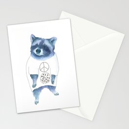 Peace and Pizza Raccoon Stationery Card