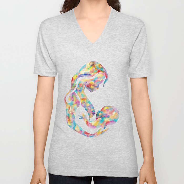 Breastfeeding mother and baby Lactating Breast Art Print V Neck T Shirt