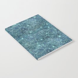 Teal Diamond Studded Glam Pattern Notebook