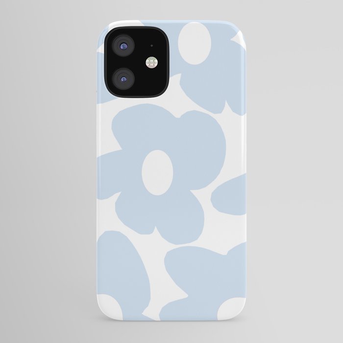 Large Baby Blue Retro Flowers White Background Decor Society6 Buyart Iphone Case By Pivivikstrm Society6
