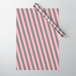 [ Thumbnail: Grey and Light Pink Colored Lined Pattern Wrapping Paper ]