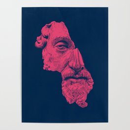 MARCUS AURELIUS ANTONINUS AUGUSTUS / prussian blue / vivid red Poster