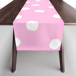 Hand-Drawn Dots (White & Pink Pattern) Table Runner