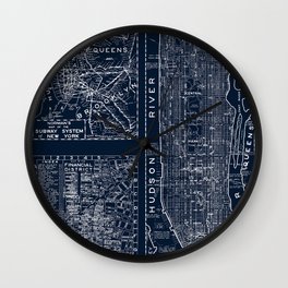 Vintage New York City Street Map Wall Clock