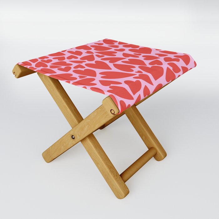 Red & Pink Warped Hearts Folding Stool