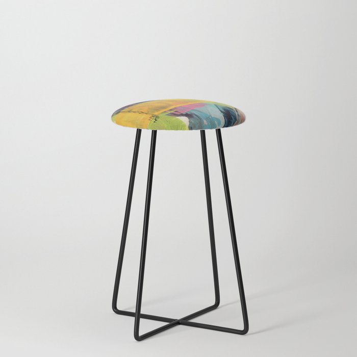 Hopeful[2] - a bright mixed media abstract piece Counter Stool