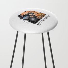 Lets get wicked halloween cat quote Counter Stool