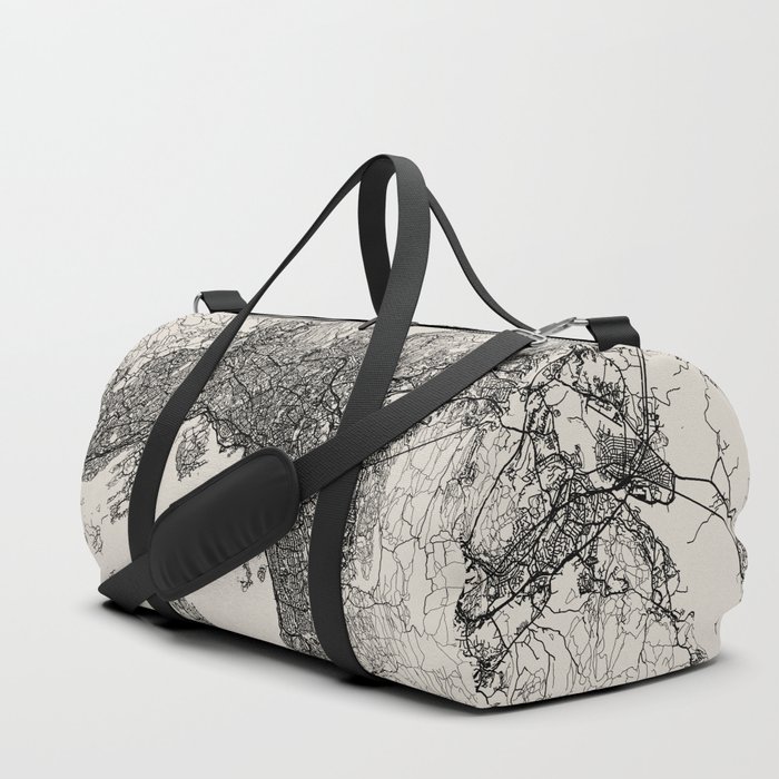 Oslo - Norway - Black & White Map Illustration Duffle Bag
