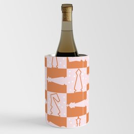 Chess Board Pattern - Pink Orange Wine Chiller