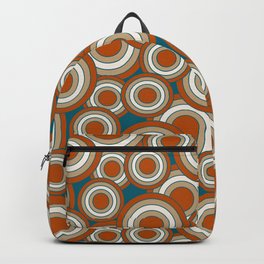 Overlapping Circles in Burnt Orange, Teal and Tan Backpack