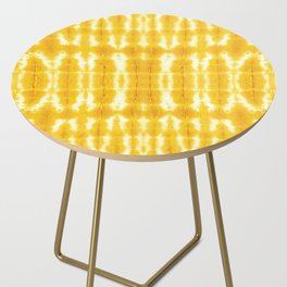 Yellow Linen Shibori Stripe Side Table