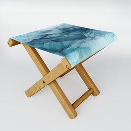 Calming Blue Ocean Flows Abstract Painting Folding Stool