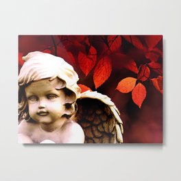 Little Angel Cherub Child Autumn Tree Spiritual A318 Metal Print | Photo, Religious, Cherub, Giftforher, Digital, Wings, Autumnred, Red, Spiritualgift, Angel 