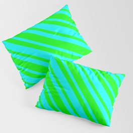 [ Thumbnail: Lime & Aqua Colored Lines/Stripes Pattern Pillow Sham ]