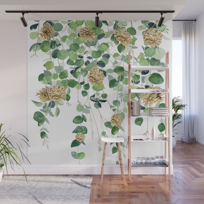 Eucalyptus and Pine Cone Garland  Wall Mural