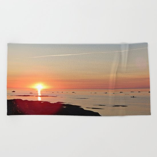 Kayak and the Sunset Beach Towel