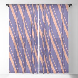 [ Thumbnail: Light Salmon and Dark Slate Blue Colored Lines/Stripes Pattern Sheer Curtain ]
