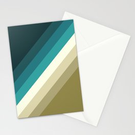 Green and blue retro diagonal stripes Stationery Card