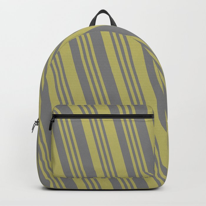 Gray and Dark Khaki Colored Lines Pattern Backpack