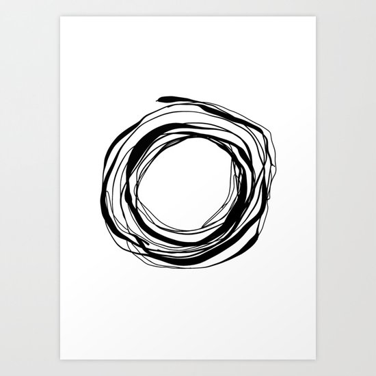 Abstract Line No.17 Black and White Art Print