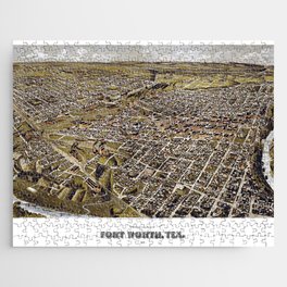 Perspective map of Fort Worth, Texas-1891 vintage pictorial map Jigsaw Puzzle