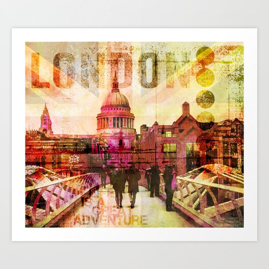 London St. Pauls Cathedral modern illustration typography Art Print